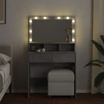 vidaXL Masă de toaletă cu LED, gri beton, 80x41x134,5 cm vidaXL Masă de toaletă cu LED, gri beton, 80x41x134,5 cm