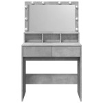 vidaXL Masă de toaletă cu LED, gri beton, 80x41x134,5 cm vidaXL Masă de toaletă cu LED, gri beton, 80x41x134,5 cm