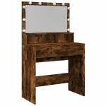 vidaXL Masă de toaletă cu LED, stejar fumuriu, 80x41x134,5 cm vidaXL Masă de toaletă cu LED, stejar fumuriu, 80x41x134,5 cm
