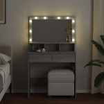vidaXL Masă de toaletă cu LED, gri sonoma, 80x41x134,5 cm vidaXL Masă de toaletă cu LED, gri sonoma, 80x41x134,5 cm