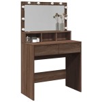 vidaXL Masă de toaletă cu LED, stejar maro, 80x41x134,5 cm