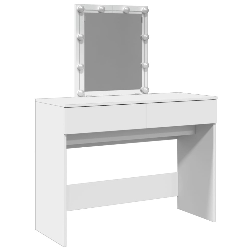 vidaXL Masă de toaletă cu LED, alb, 100x40x130 cm