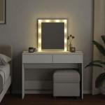 vidaXL Masă de toaletă cu LED, alb, 100x40x130 cm vidaXL Masă de toaletă cu LED, alb, 100x40x130 cm