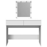 vidaXL Masă de toaletă cu LED, alb, 100x40x130 cm vidaXL Masă de toaletă cu LED, alb, 100x40x130 cm