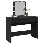 vidaXL Masă de toaletă cu LED, negru, 100x40x130 cm