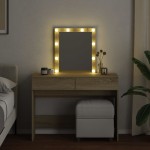 vidaXL Masă de toaletă cu LED, stejar sonoma, 100x40x130 cm vidaXL Masă de toaletă cu LED, stejar sonoma, 100x40x130 cm