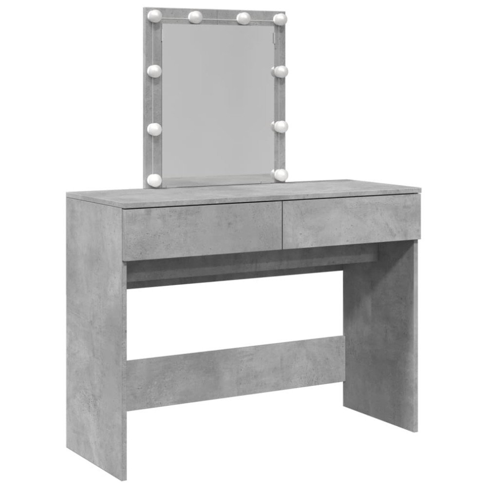 vidaXL Masă de toaletă cu LED, gri beton, 100x40x130 cm