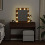 vidaXL Masă de toaletă cu LED, stejar maro, 100x40x130 cm