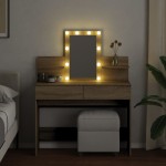 vidaXL Masă de toaletă cu LED, stejar sonoma, 100x40x130 cm