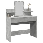 vidaXL Masă de toaletă cu LED, gri beton, 100x40x130 cm vidaXL Masă de toaletă cu LED, gri beton, 100x40x130 cm