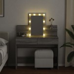 vidaXL Masă de toaletă cu LED, sonoma gri, 100x40x130 cm vidaXL Masă de toaletă cu LED, sonoma gri, 100x40x130 cm