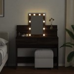 vidaXL Masă de toaletă cu LED, stejar maro, 100x40x130 cm vidaXL Masă de toaletă cu LED, stejar maro, 100x40x130 cm
