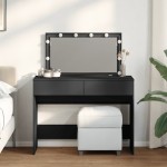 vidaXL Masă de toaletă cu LED, negru, 100x40x120 cm vidaXL Masă de toaletă cu LED, negru, 100x40x120 cm