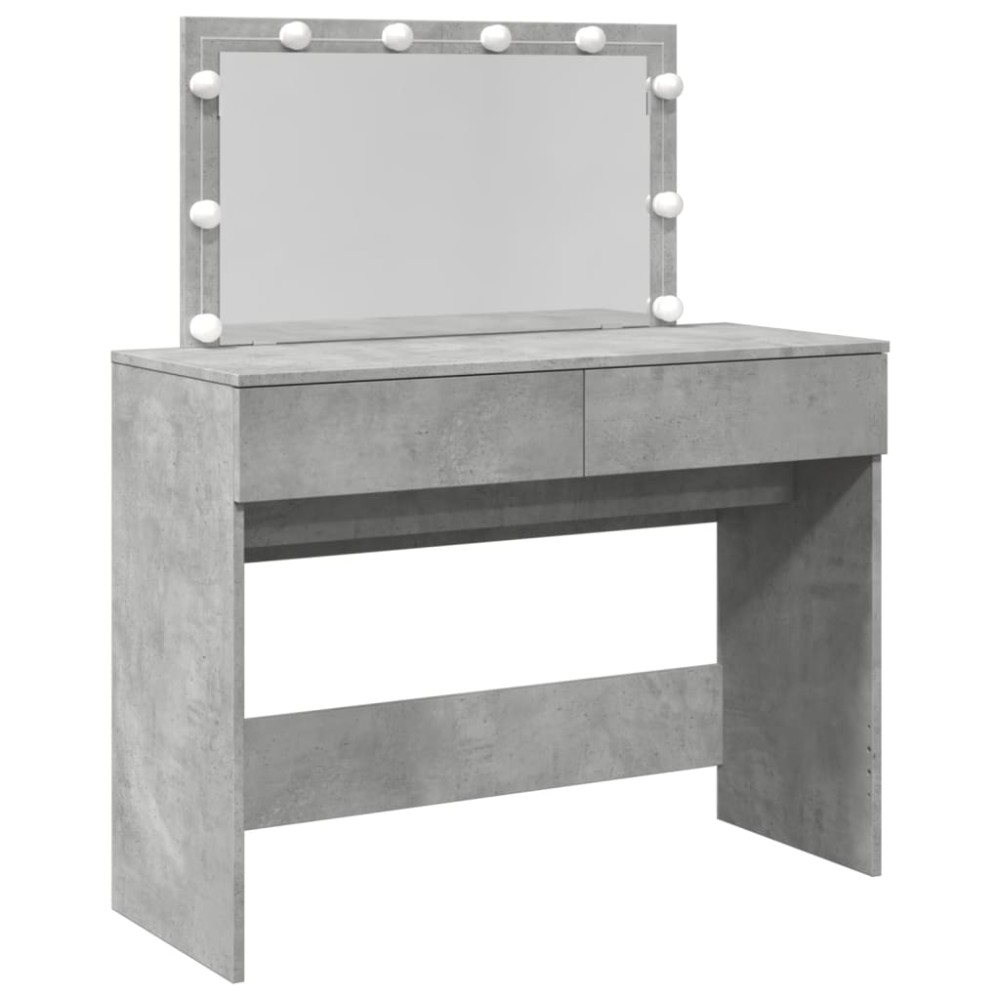 vidaXL Masă de toaletă cu LED, gri beton, 100x40x120 cm