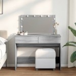 vidaXL Masă de toaletă cu LED, sonoma gri, 100x40x120 cm vidaXL Masă de toaletă cu LED, sonoma gri, 100x40x120 cm