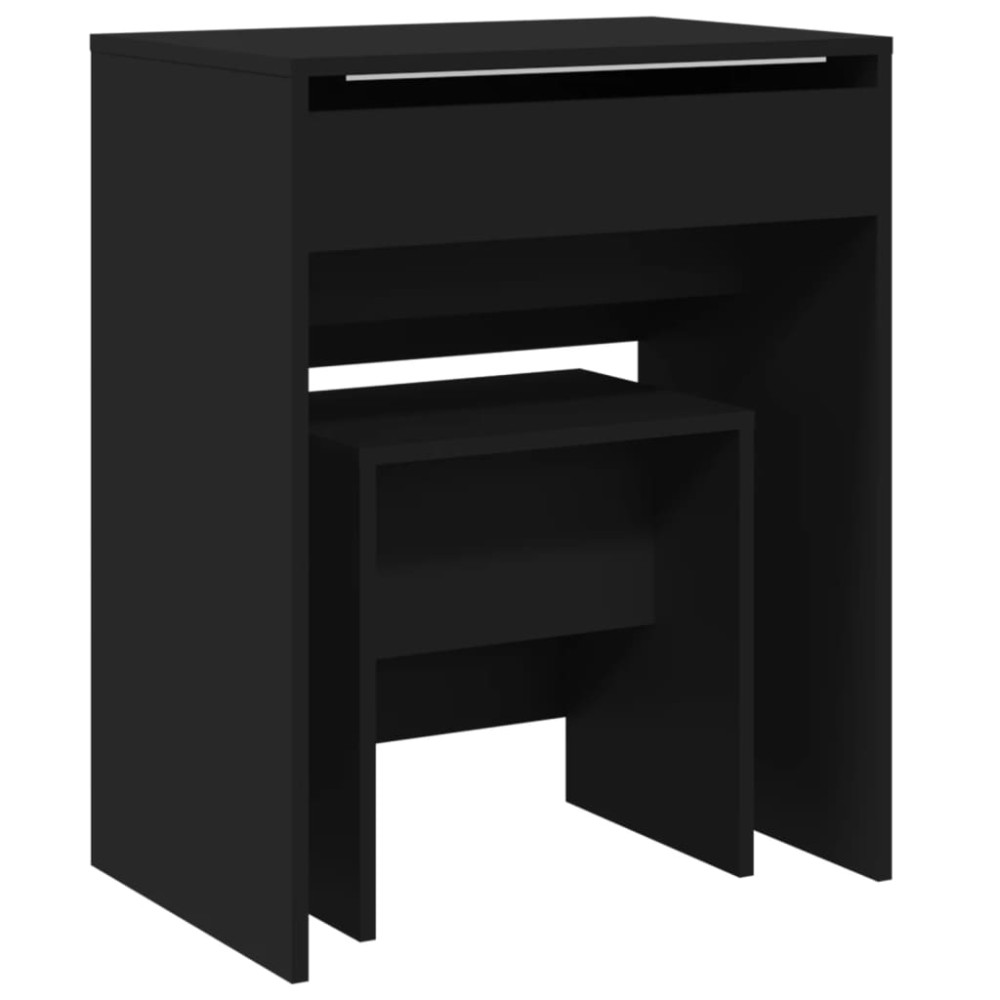 vidaXL Masă de toaletă și taburet, negru, 60x40x113,5 cm