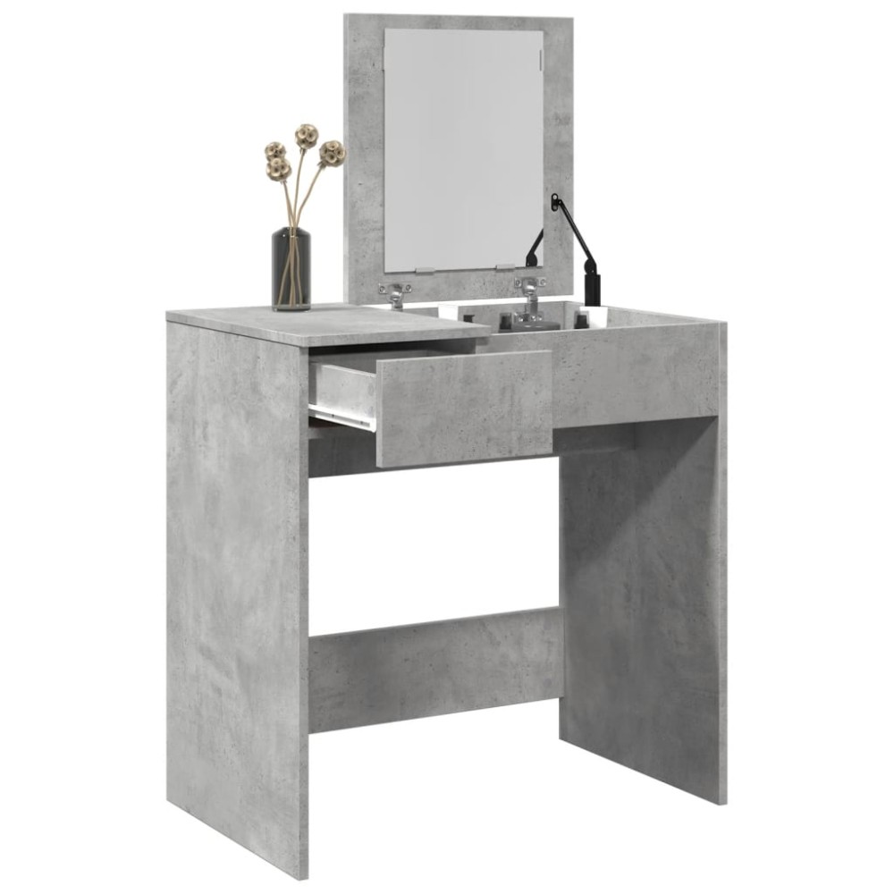 vidaXL Masă de toaletă cu oglindă, gri beton, 73x46,5x120 cm