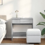 vidaXL Masă de toaletă cu oglindă, gri sonoma, 73x46,5x120 cm vidaXL Masă de toaletă cu oglindă, gri sonoma, 73x46,5x120 cm