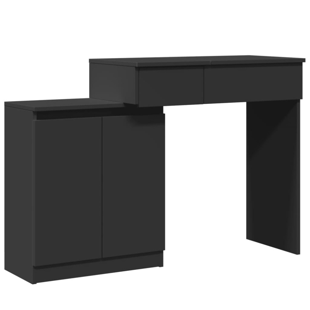 vidaXL Masă de toaletă cu LED, negru, 115x37x110,5 cm