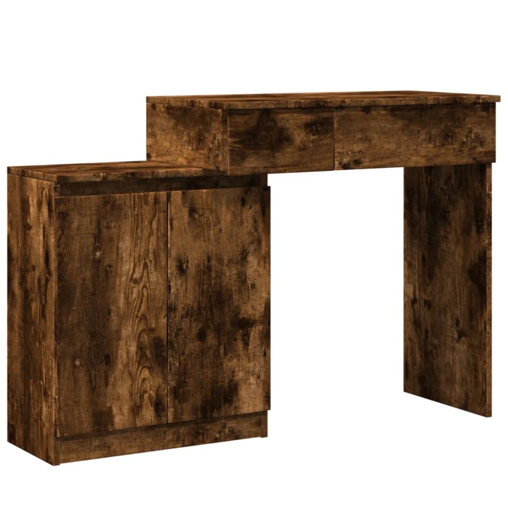 vidaXL Masă de toaletă cu LED, stejar afumat, 115x37x110,5 cm