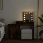 vidaXL Masă de toaletă cu LED, stejar afumat, 115x37x110,5 cm vidaXL Masă de toaletă cu LED, stejar afumat, 115x37x110,5 cm