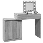 vidaXL Masă de toaletă cu LED, gri sonoma, 115x37x110,5 cm vidaXL Masă de toaletă cu LED, gri sonoma, 115x37x110,5 cm