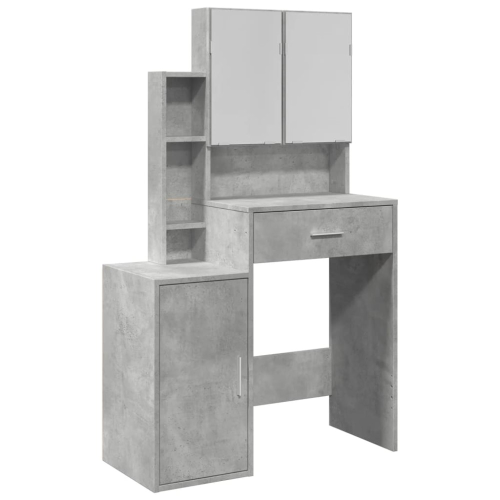 vidaXL Masă de toaletă cu dulap, gri beton, 80x35x132 cm
