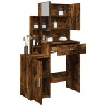 vidaXL Masă de toaletă cu dulap, stejar fumuriu, 80x35x132 cm vidaXL Masă de toaletă cu dulap, stejar fumuriu, 80x35x132 cm