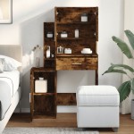 vidaXL Masă de toaletă cu dulap, stejar fumuriu, 80x35x132 cm vidaXL Masă de toaletă cu dulap, stejar fumuriu, 80x35x132 cm