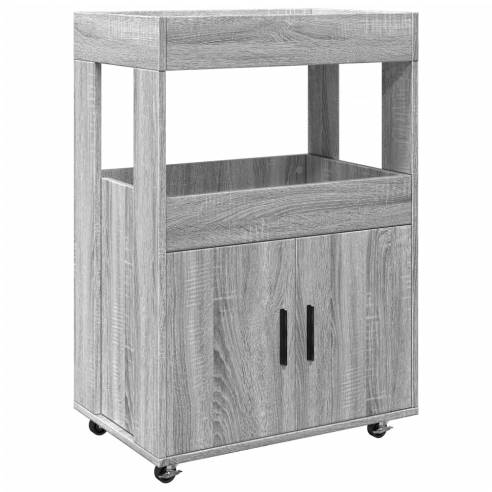 vidaXL Cărucior de bar, gri sonoma, 60x39,5x89 cm, lemn prelucrat