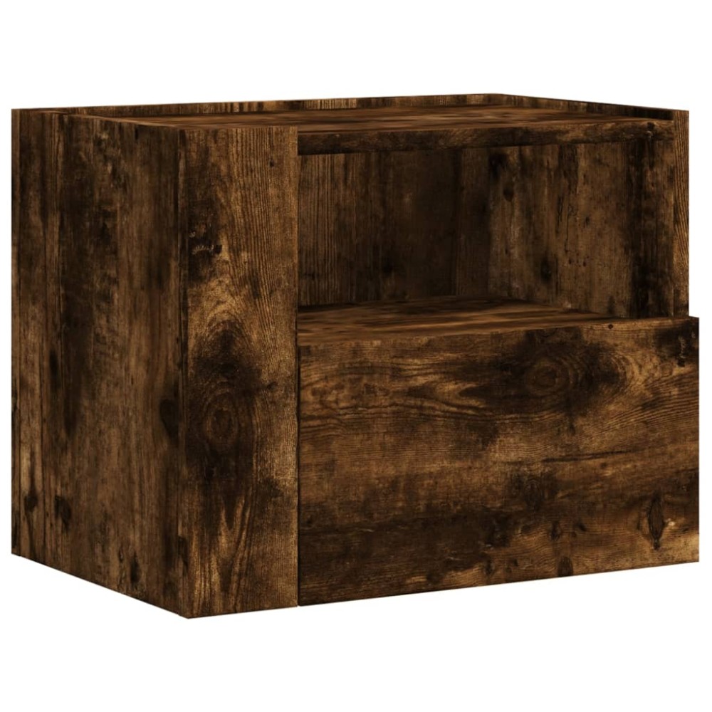 vidaXL Noptiere de perete, 2 buc., stejar fumuriu, 45x30x35 cm