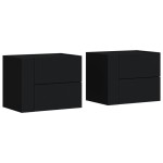 vidaXL Noptiere de perete, 2 buc., negru, 45x30x35 cm
