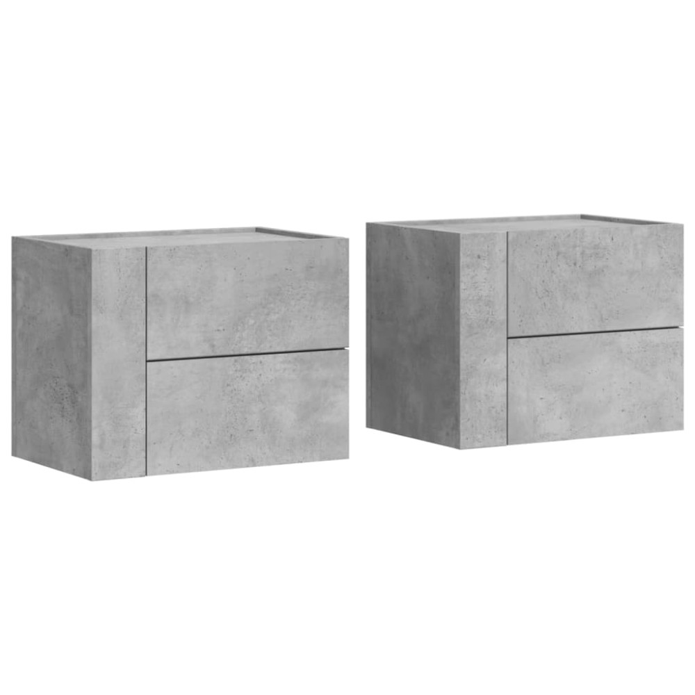 vidaXL Noptiere de perete, 2 buc., gri beton, 45x30x35 cm