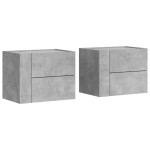vidaXL Noptiere de perete, 2 buc., gri beton, 45x30x35 cm