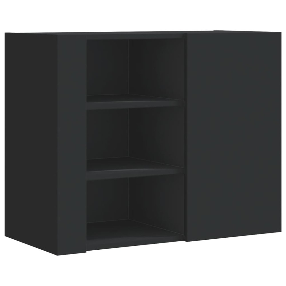 vidaXL Dulap de perete, negru, 75x35x60 cm, lemn prelucrat