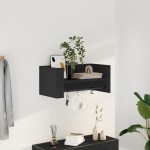 vidaXL Raft de perete, negru, 70,5x35x30,5 cm, lemn prelucrat vidaXL Raft de perete, negru, 70,5x35x30,5 cm, lemn prelucrat