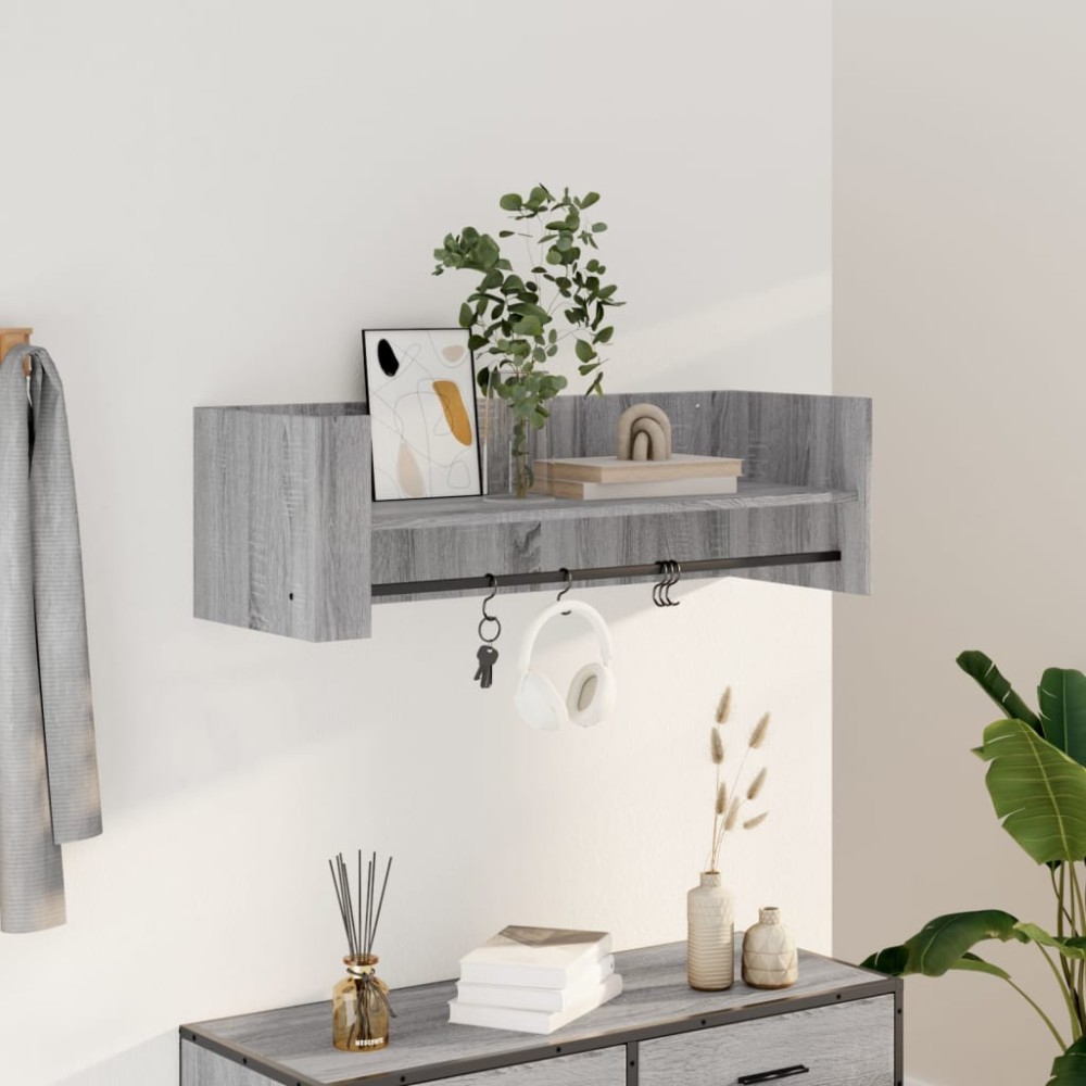 vidaXL Raft de perete, gri sonoma, 100x35x30,5 cm, lemn prelucrat