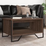 vidaXL Măsuță de cafea, stejar maro, 75x51x40 cm, lemn prelucrat vidaXL Măsuță de cafea, stejar maro, 75x51x40 cm, lemn prelucrat