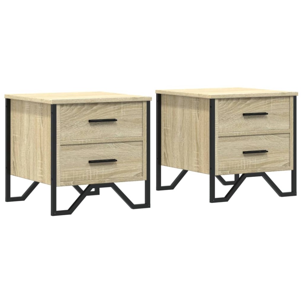 vidaXL Noptiere, 2 buc., stejar sonoma, 40x41x40 cm, lemn prelucrat