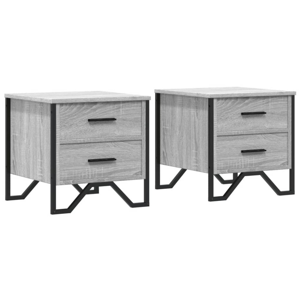vidaXL Noptiere, 2 buc., gri sonoma, 40x41x40 cm, lemn prelucrat