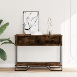 vidaXL Măsuță consolă, stejar fumuriu, 100x35x74,5 cm, lemn prelucrat vidaXL Măsuță consolă, stejar fumuriu, 100x35x74,5 cm, lemn prelucrat