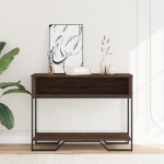 vidaXL Măsuță consolă, stejar maro, 100x35x74,5 cm, lemn prelucrat vidaXL Măsuță consolă, stejar maro, 100x35x74,5 cm, lemn prelucrat