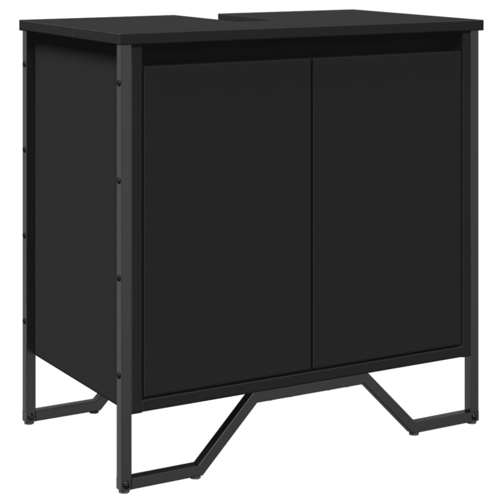 vidaXL Dulap pentru chiuvetă baie, negru, 60x35x60 cm, lemn prelucrat