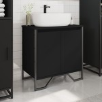 vidaXL Dulap pentru chiuvetă baie, negru, 60x35x60 cm, lemn prelucrat vidaXL Dulap pentru chiuvetă baie, negru, 60x35x60 cm, lemn prelucrat