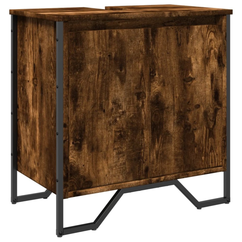 vidaXL Dulap chiuvetă baie, stejar fumuriu, 60x35x60 cm lemn prelucrat