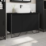 vidaXL Dulap pentru chiuvetă baie, negru, 91x35x60 cm, lemn prelucrat vidaXL Dulap pentru chiuvetă baie, negru, 91x35x60 cm, lemn prelucrat