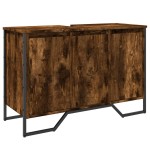 vidaXL Dulap chiuvetă baie, stejar fumuriu, 91x35x60 cm lemn prelucrat