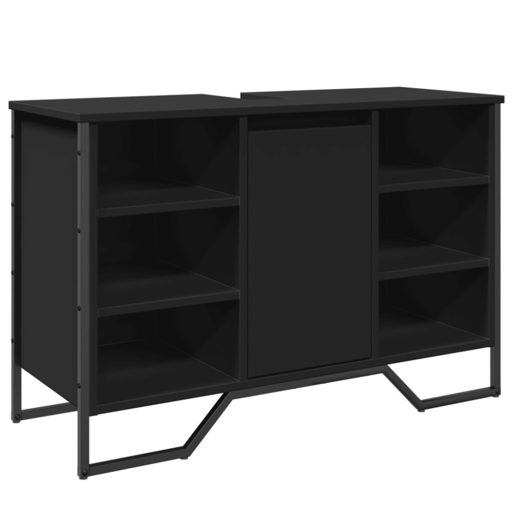 vidaXL Dulap pentru chiuvetă baie, negru, 91x35x60 cm, lemn prelucrat