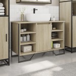 vidaXL Dulap chiuvetă baie, stejar sonoma, 91x35x60 cm, lemn prelucrat vidaXL Dulap chiuvetă baie, stejar sonoma, 91x35x60 cm, lemn prelucrat