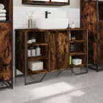 vidaXL Dulap chiuvetă baie, stejar fumuriu, 91x35x60 cm lemn prelucrat